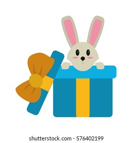 cute rabbit hiding gift box surprise