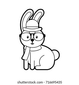 cute rabbit hipster hat scarf and glasses