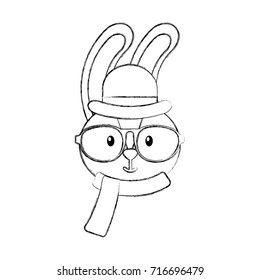 cute rabbit hipster hat scarf and glasses
