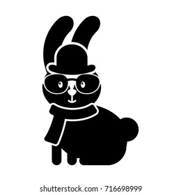 cute rabbit hipster hat scarf and glasses