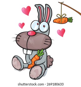 cute rabbit hold carrot , vector