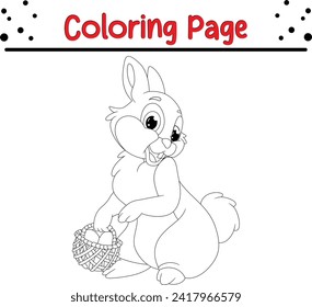 cute rabbit holding basket filled with eggs