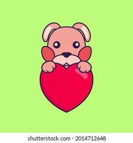 Cute rabbit holding a big red heart.