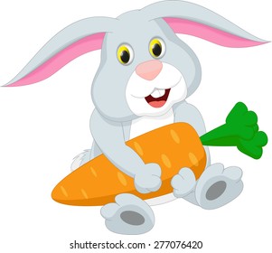 cute rabbit holding carrot