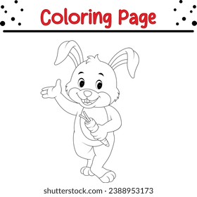 Cute rabbit holding carrot coloring page for children