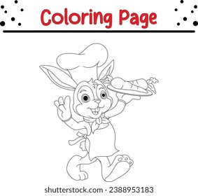 Cute rabbit holding carrot coloring page for children