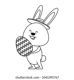 Cute rabbit holding easter egg