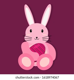 cute rabbit holding easter egg isolated vector illustration 