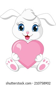 Cute rabbit holding heart 