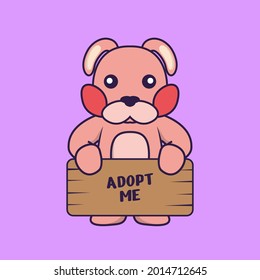 Cute rabbit holding a poster Adopt me.