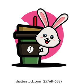 Cute rabbit hug coffee cup