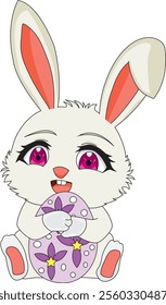 Cute rabbit hug easter egg vector
