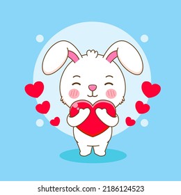 Cute Rabbit Hugs Love Heart Bunny Stock Vector (Royalty Free ...