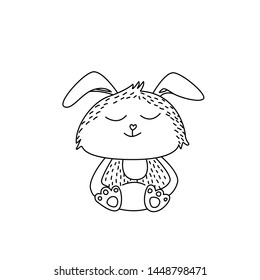 Cute rabbit icon in doodle style. Vector illustration. Isolated on white background
