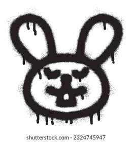 Cute rabbit icon graffiti with black spray paint