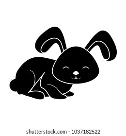 cute rabbit icon over white background, vector illustration