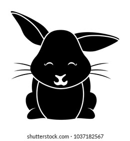 cute rabbit icon over white background, vector illustration