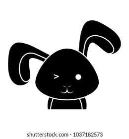 cute rabbit icon over white background, vector illustration