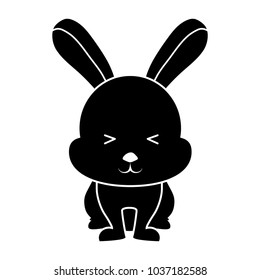 cute rabbit icon over white background, vector illustration