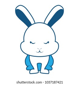 cute rabbit icon over white background, blue shading design. vector illustration