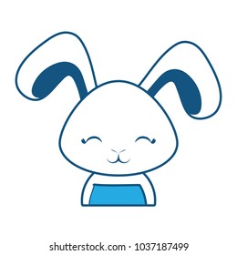 cute rabbit icon over white background, blue shading design. vector illustration