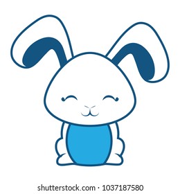 cute rabbit icon over white background, blue shading design. vector illustration