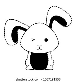 cute rabbit icon over white background, vector illustration