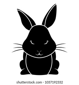 cute rabbit icon over white background, vector illustration