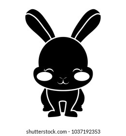 cute rabbit icon over white background, vector illustration