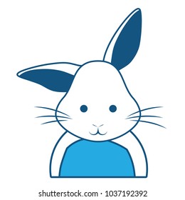 cute rabbit icon over white background, blue shading design. vector illustration