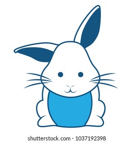 cute rabbit icon over white background, blue shading design. vector illustration
