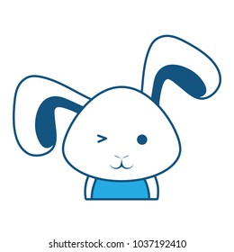 cute rabbit icon over white background, blue shading design. vector illustration