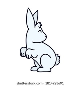 cute rabbit icon over white background, line and fill style, vector illustration