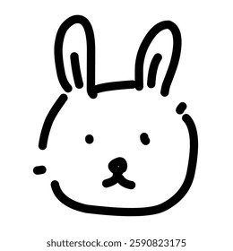 Cute rabbit icon. Simple line art, perfect for minimalist designs. Ideal for Easter, children's themes, or animal-related projects.