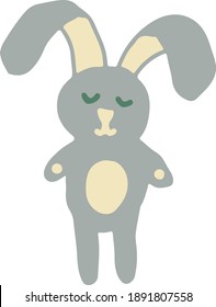 cute rabbit icon, sticker, card, poster. vector hand drawn doodle grey child
