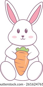 Cute Rabbit Illustration in Cartoon Design and Concept. Isolated Vector Clipart.