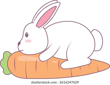 Cute Rabbit Illustration in Cartoon Design and Concept. Isolated Vector Clipart.
