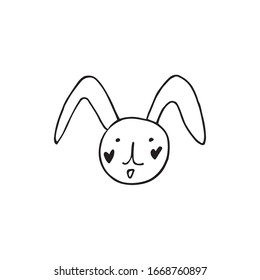 cute rabbit illustration in doodle style in vector. Easter bunny illustration