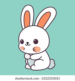 Cute Rabbit illustration, Flat style design