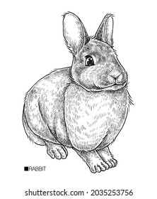 Cute Rabbit Illustration, Hand drawn, isolated Vector