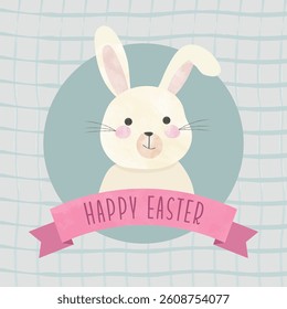 Cute Rabbit Illustration Happy Easter Social Post