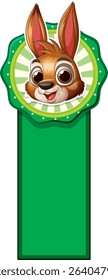 Cute rabbit illustration on a green bookmark