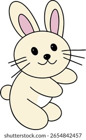 Linda ilustración de conejo con la mano extendida