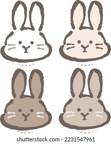 Cute rabbit illustration sets(pink, white, brown, dark brown)