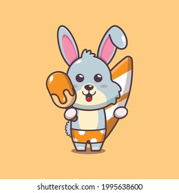 Cute rabbit illustration. Summer time. Cute vector design character. Vector isolated flat illustration for poster, brochure, web, mascot, sticker, logo and icon.