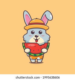 Cute rabbit illustration. Summer time. Cute vector design character. Vector isolated flat illustration for poster, brochure, web, mascot, sticker, logo and icon.