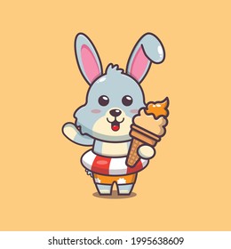 Cute rabbit illustration. Summer time. Cute vector design character. Vector isolated flat illustration for poster, brochure, web, mascot, sticker, logo and icon.
