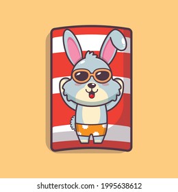 Cute rabbit illustration. Summer time. Cute vector design character. Vector isolated flat illustration for poster, brochure, web, mascot, sticker, logo and icon.