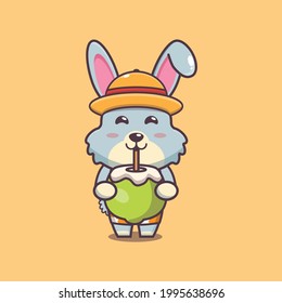 Cute rabbit illustration. Summer time. Cute vector design character. Vector isolated flat illustration for poster, brochure, web, mascot, sticker, logo and icon.