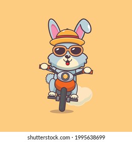 Cute rabbit illustration. Summer time. Cute vector design character. Vector isolated flat illustration for poster, brochure, web, mascot, sticker, logo and icon.